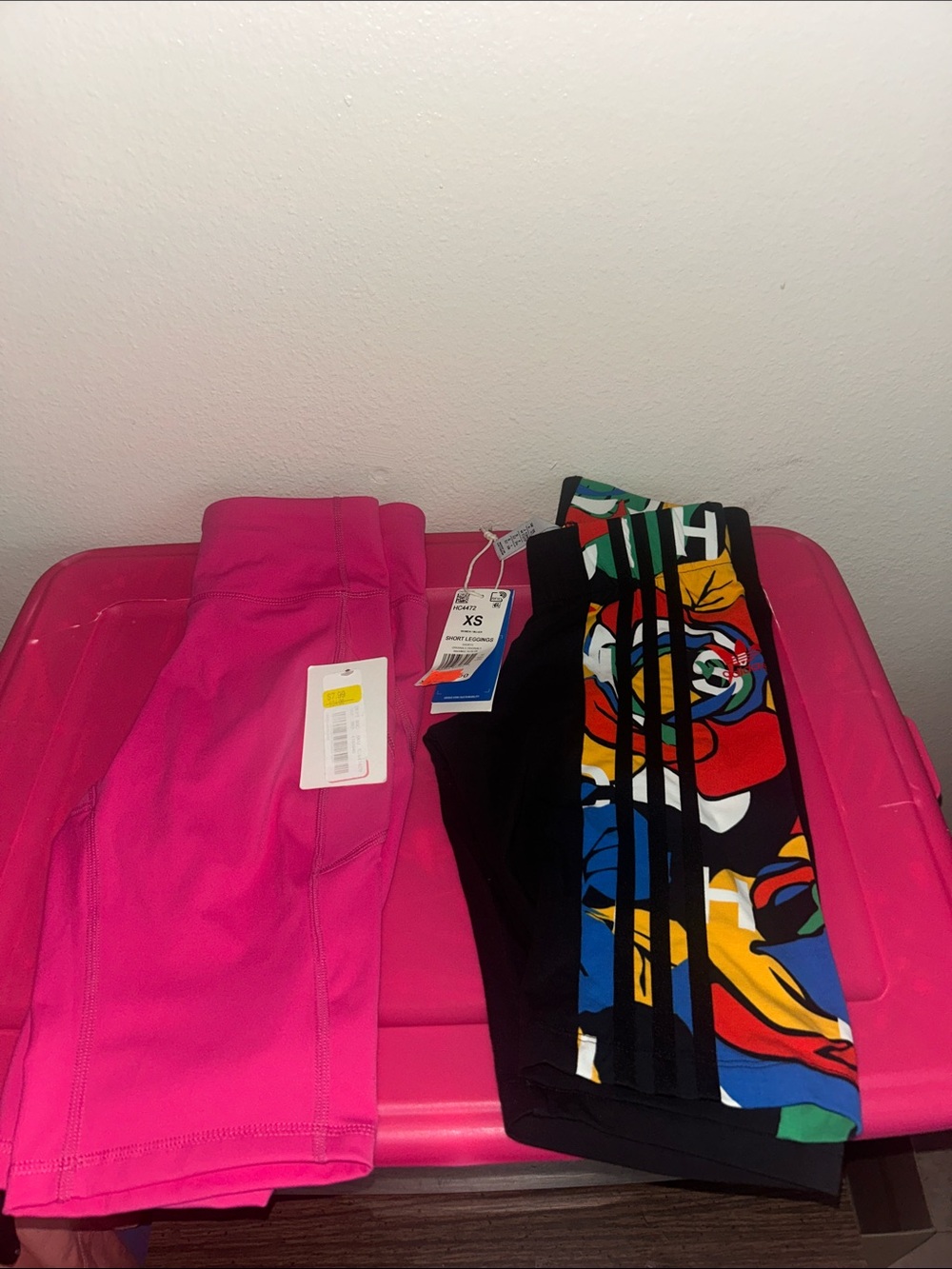 Nike Black & White Spot Leggings with Yellow Blue Tie-Dye Shorts